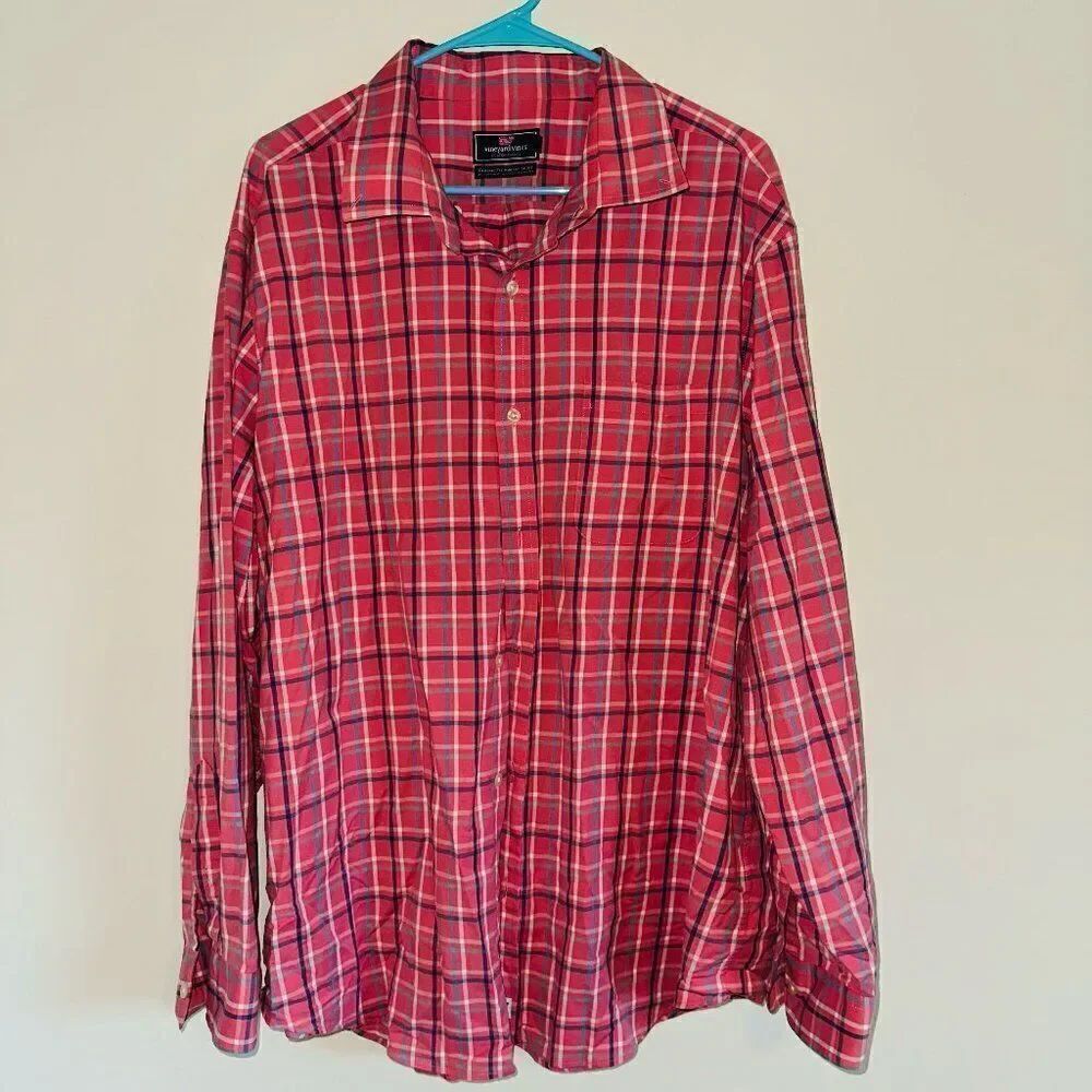 Men's Vineyard Vines Class Fit Murray Performance Plaid Shirt SIZE XXL